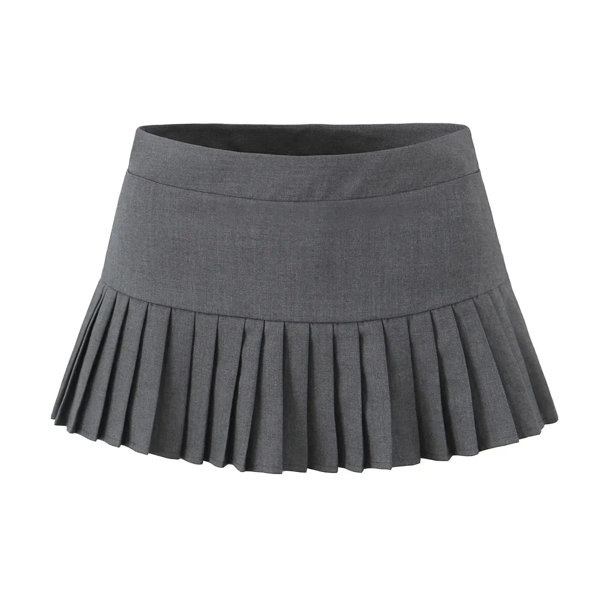 Solid Pleated Low Charming Waist Short Skirt