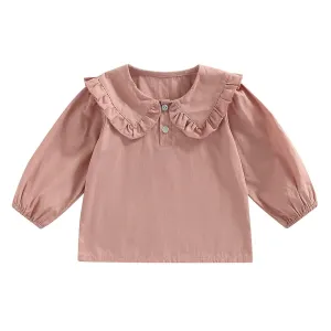 Solid Ruffled Collar Toddler Shirt