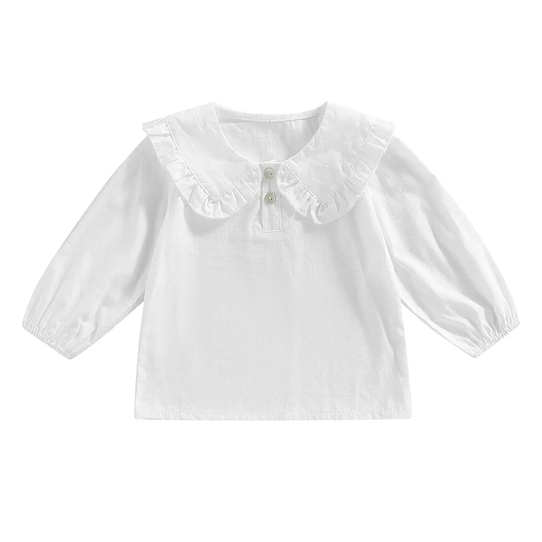 Solid Ruffled Collar Toddler Shirt