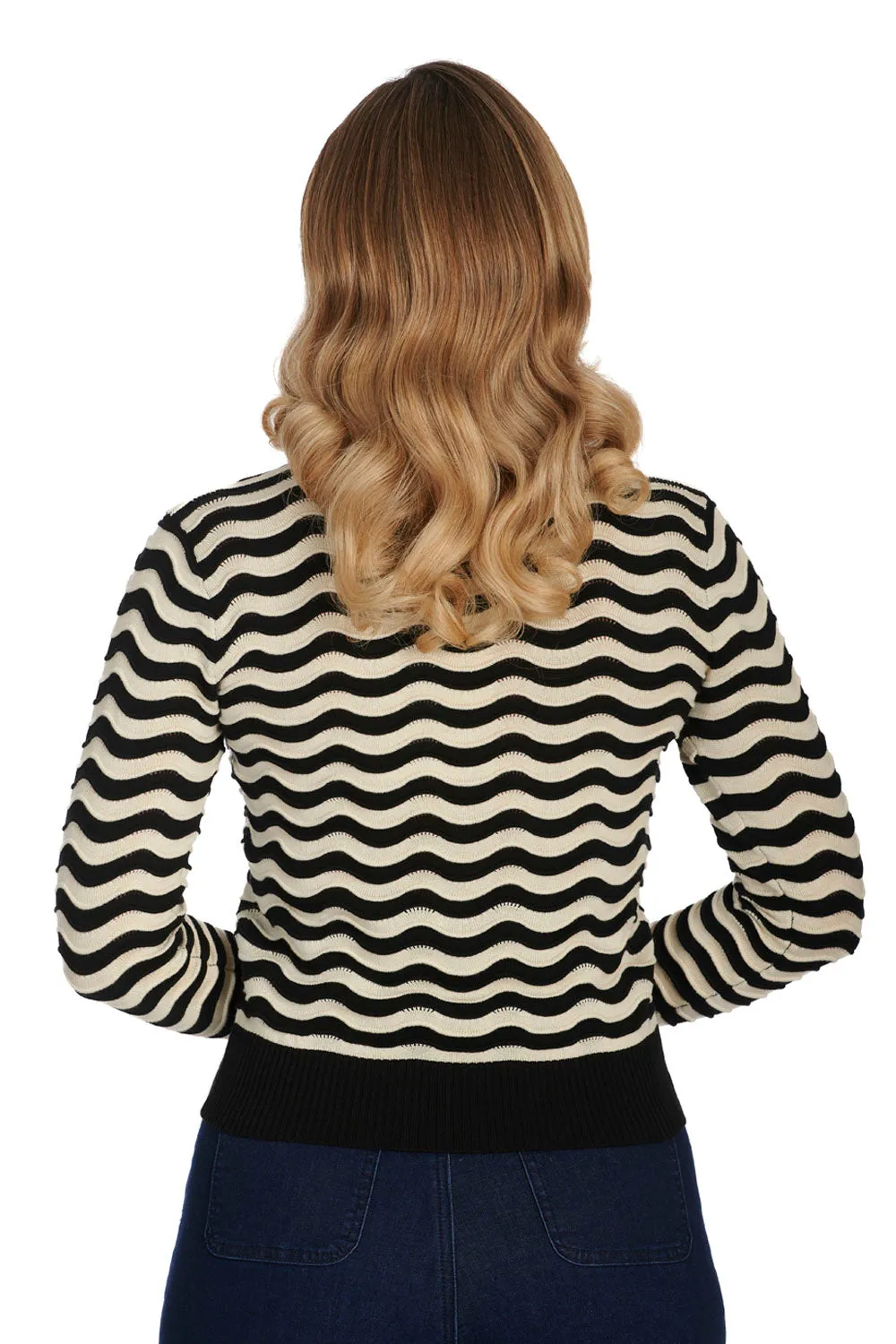 Sweet Stripes Pullover Sweater in Black & Cream by Banned Apparel