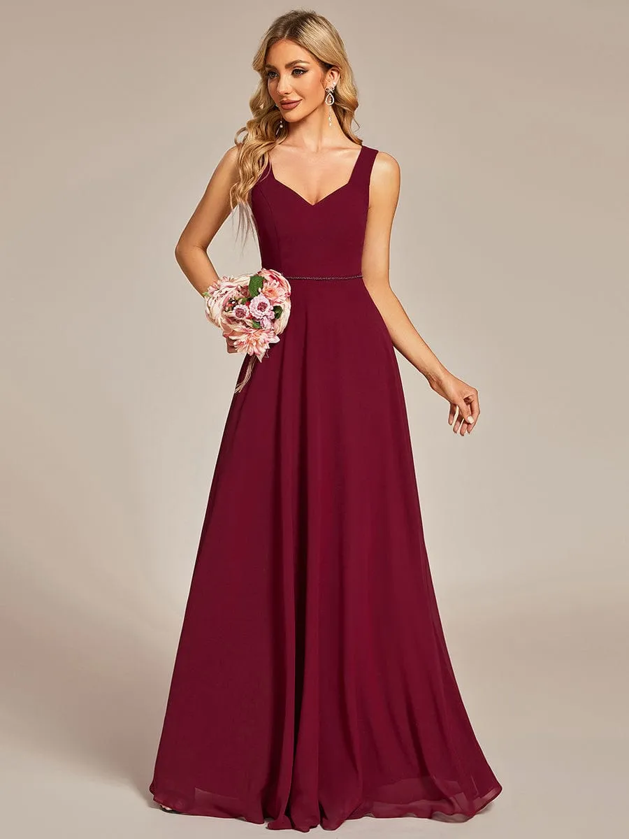 Sweetheart Chiffon Sleeveless Bridesmaid Dress with Back Hollow Out