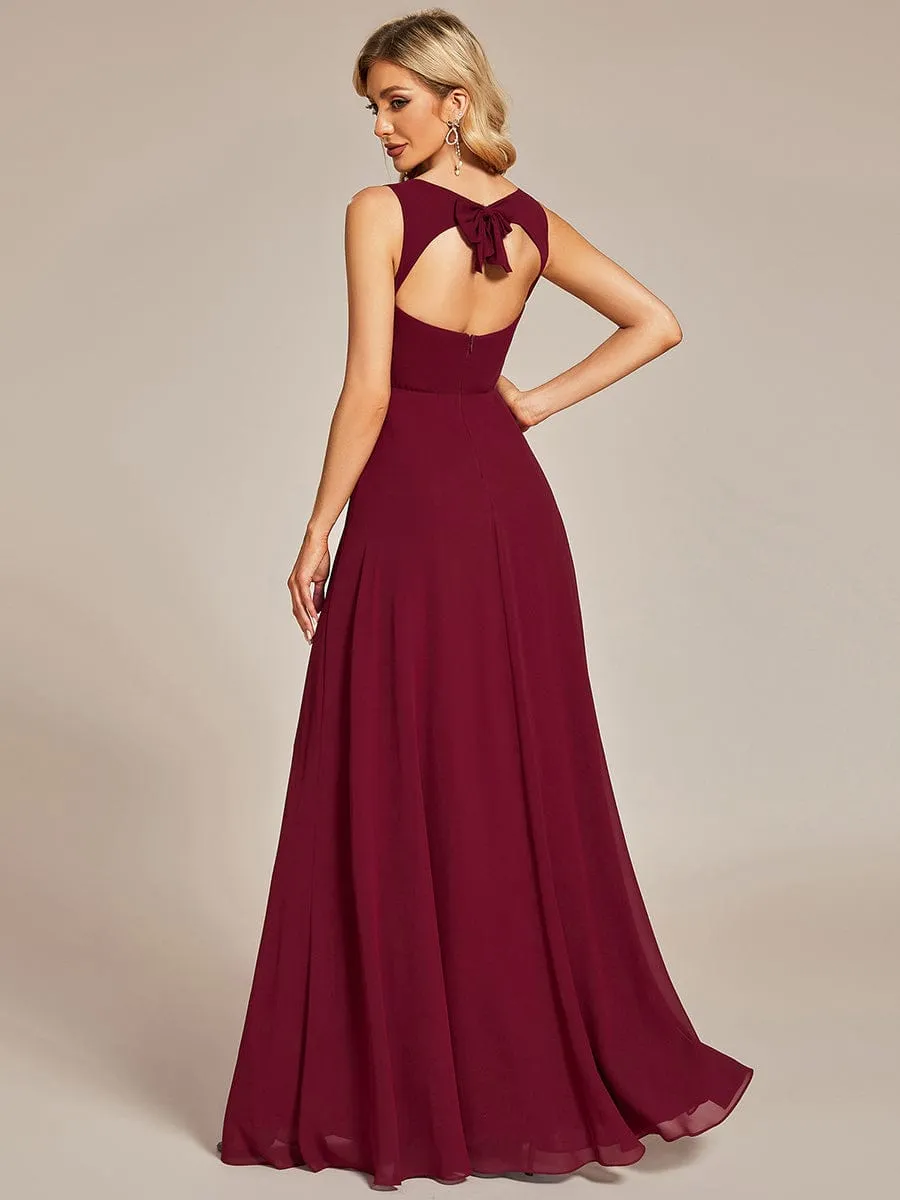 Sweetheart Chiffon Sleeveless Bridesmaid Dress with Back Hollow Out