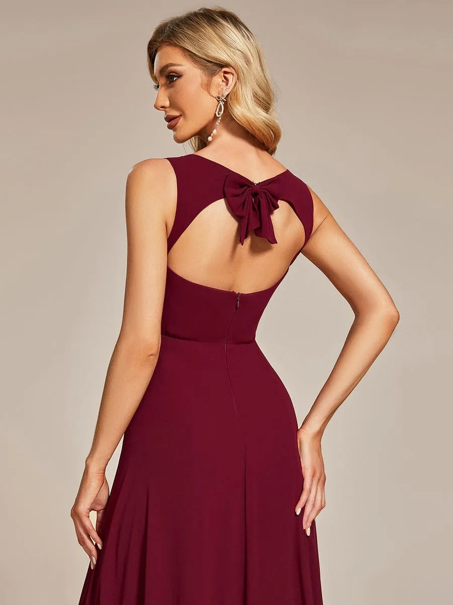 Sweetheart Chiffon Sleeveless Bridesmaid Dress with Back Hollow Out