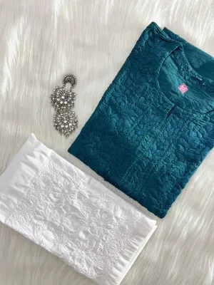 Teal Blue Celestial Charm Chikankari Set