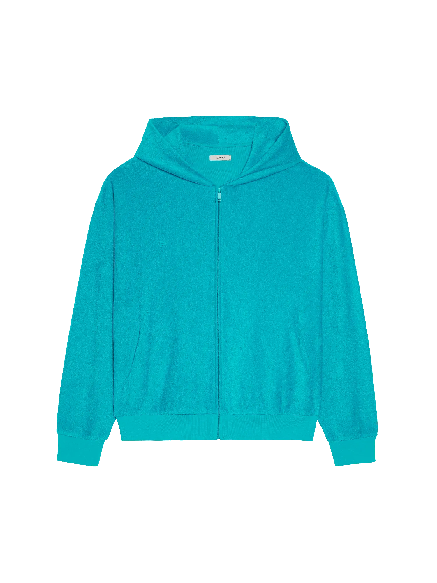 Towelling Zipped Hoodie—peacock blue