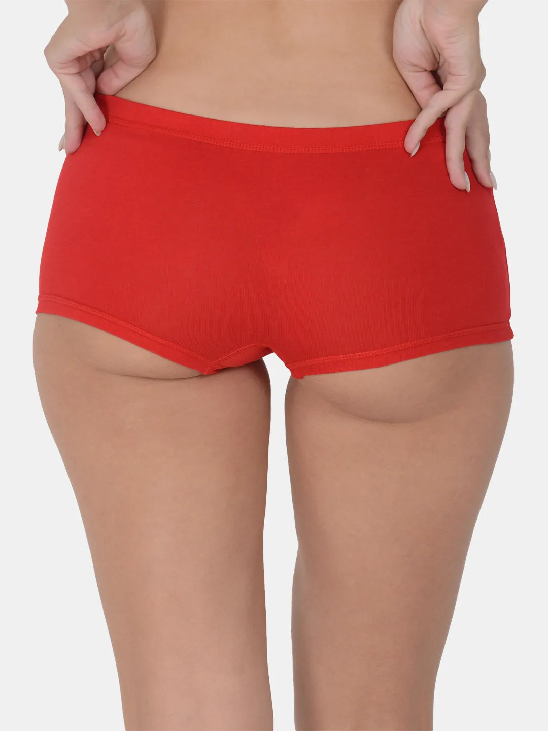 Women’s Solid Red Mid-Rise BoyShort Brief | JOY-RD-1 |