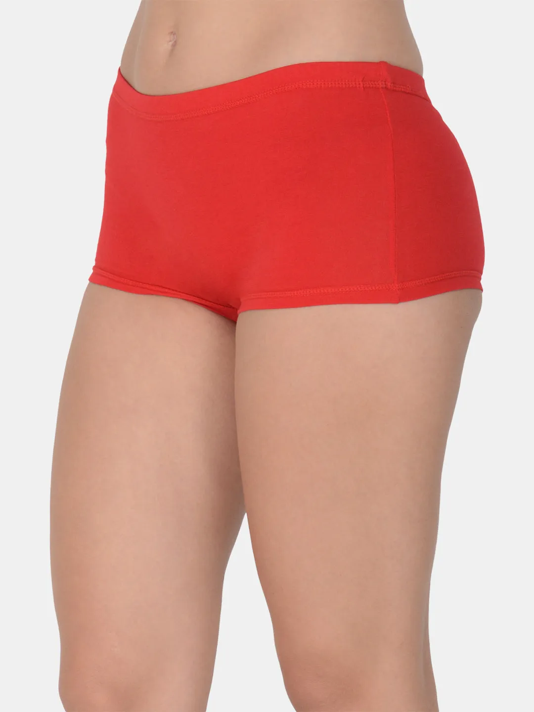 Women’s Solid Red Mid-Rise BoyShort Brief | JOY-RD-1 |